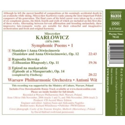 Naxos Karlowicz: Symphonic Poems 1