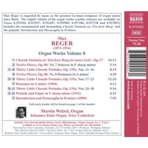 Naxos Reger: Organ Works Vol. 8