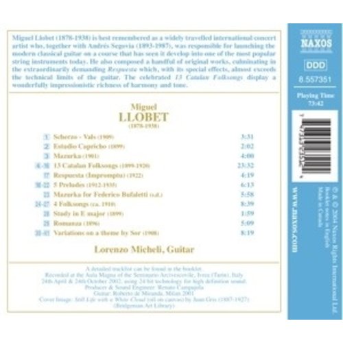 Naxos Llobet: Guitar Music