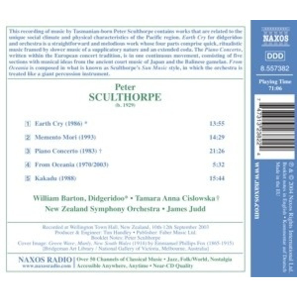 Naxos Sculthorpe:earth Cry.piano Con