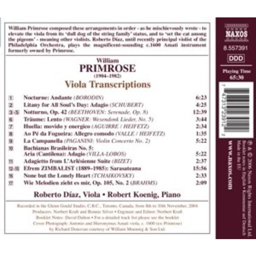 Naxos Primrose: Viola Transcriptions