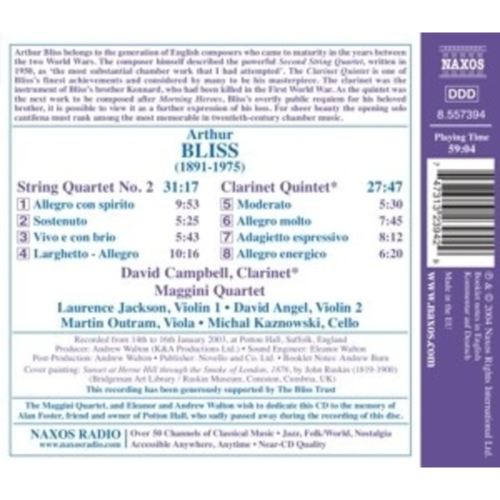 Naxos Bliss: Clarinet Quintet / Stri