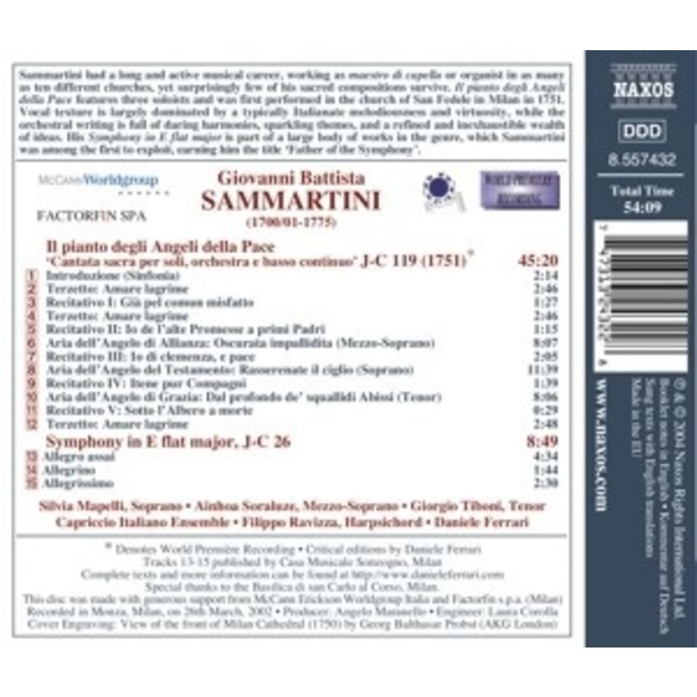 Naxos Sammartini:ii Pianto Degli Ang