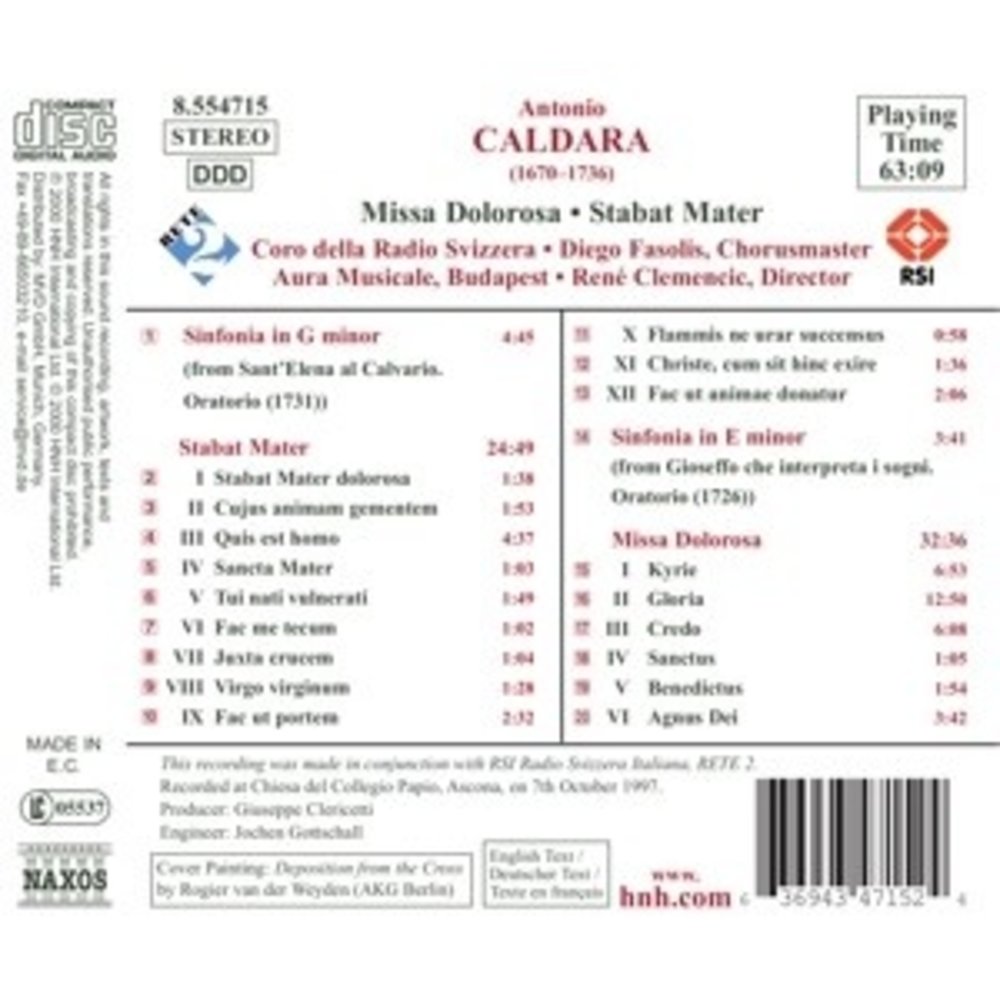 Naxos Caldara:missa Dolorosa/Stabat