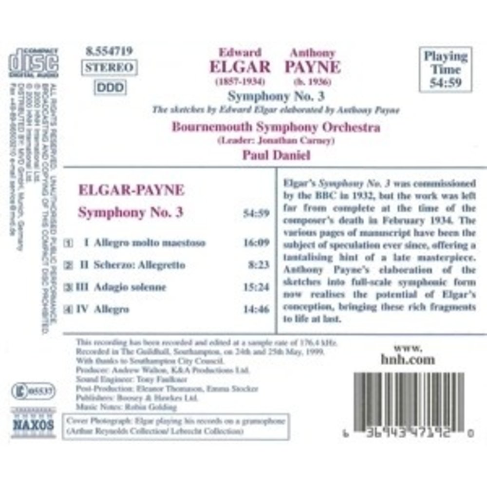 Naxos Elgar-Payne: Symphony No.3