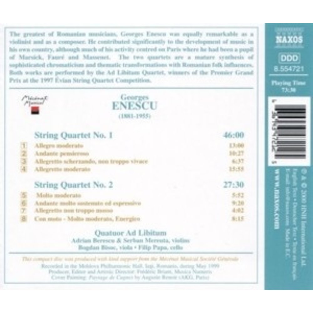 Naxos Enescu:string Quartets Nos.1&2