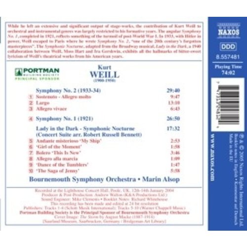 Naxos Weill: Symphonies Nos.1 And 2