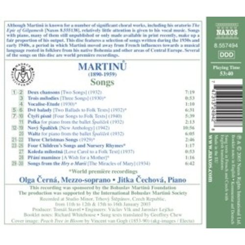 Naxos Martinu: Songs