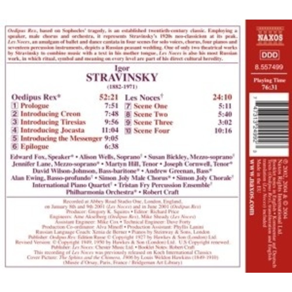 Naxos Stravinsky:oedipus Rex.les Noc