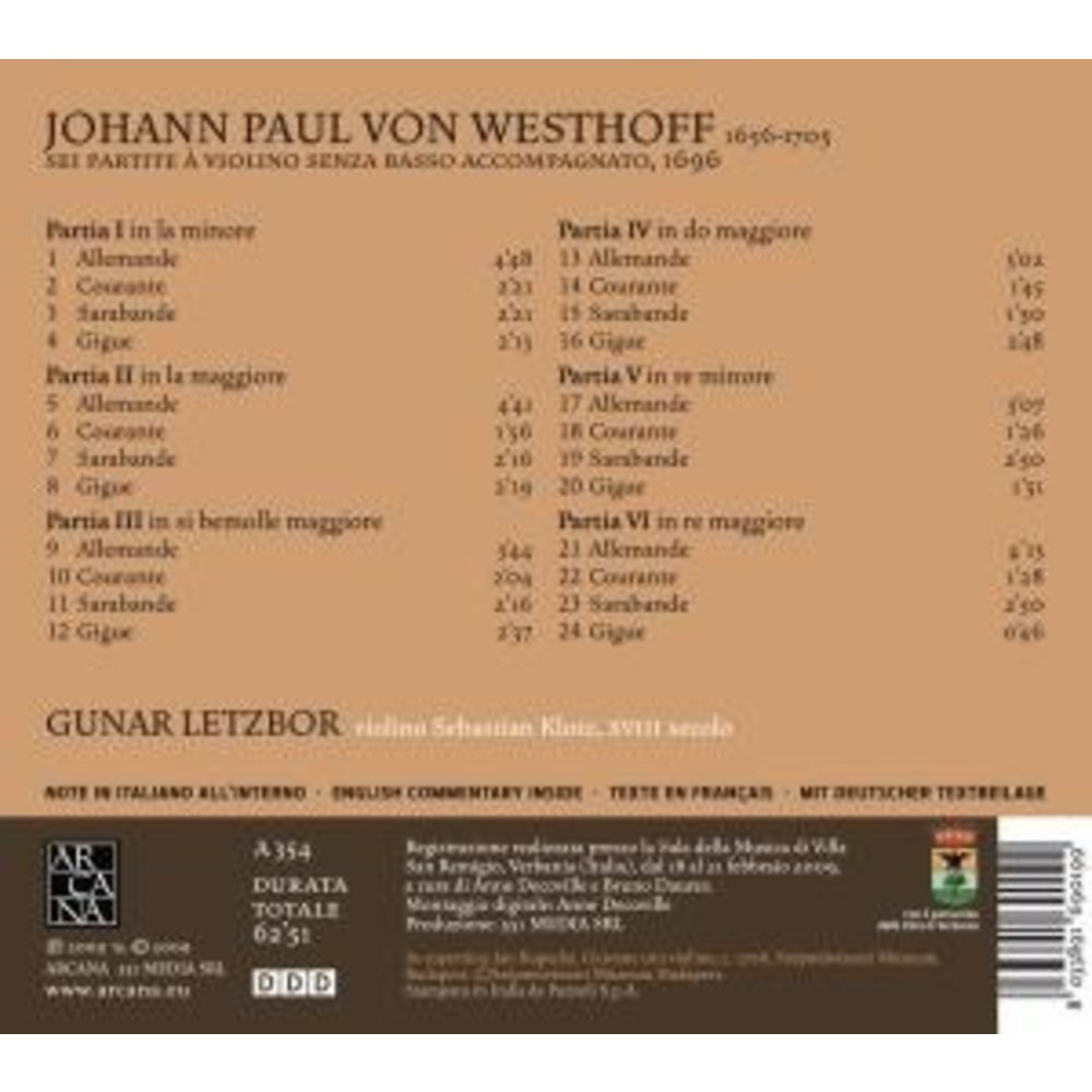 Sei Partite A Violino Senza Basso Accomp