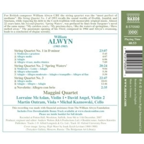 Naxos Alwyn: String Quartets 1-3