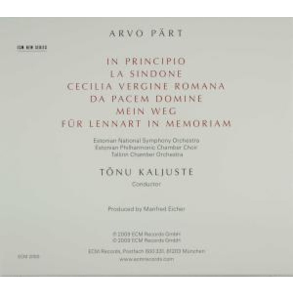 ECM New Series Arvo Pärt: In Principio