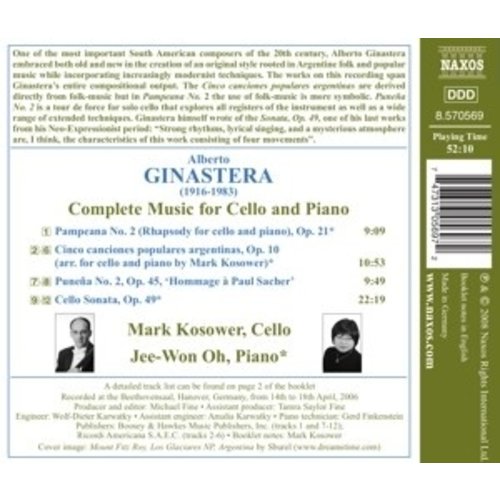 Naxos Ginastera: Music For Cello&Piano