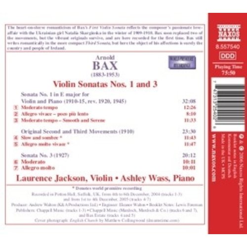 Naxos Bax: Violin Sonatas Nos.1 & 3