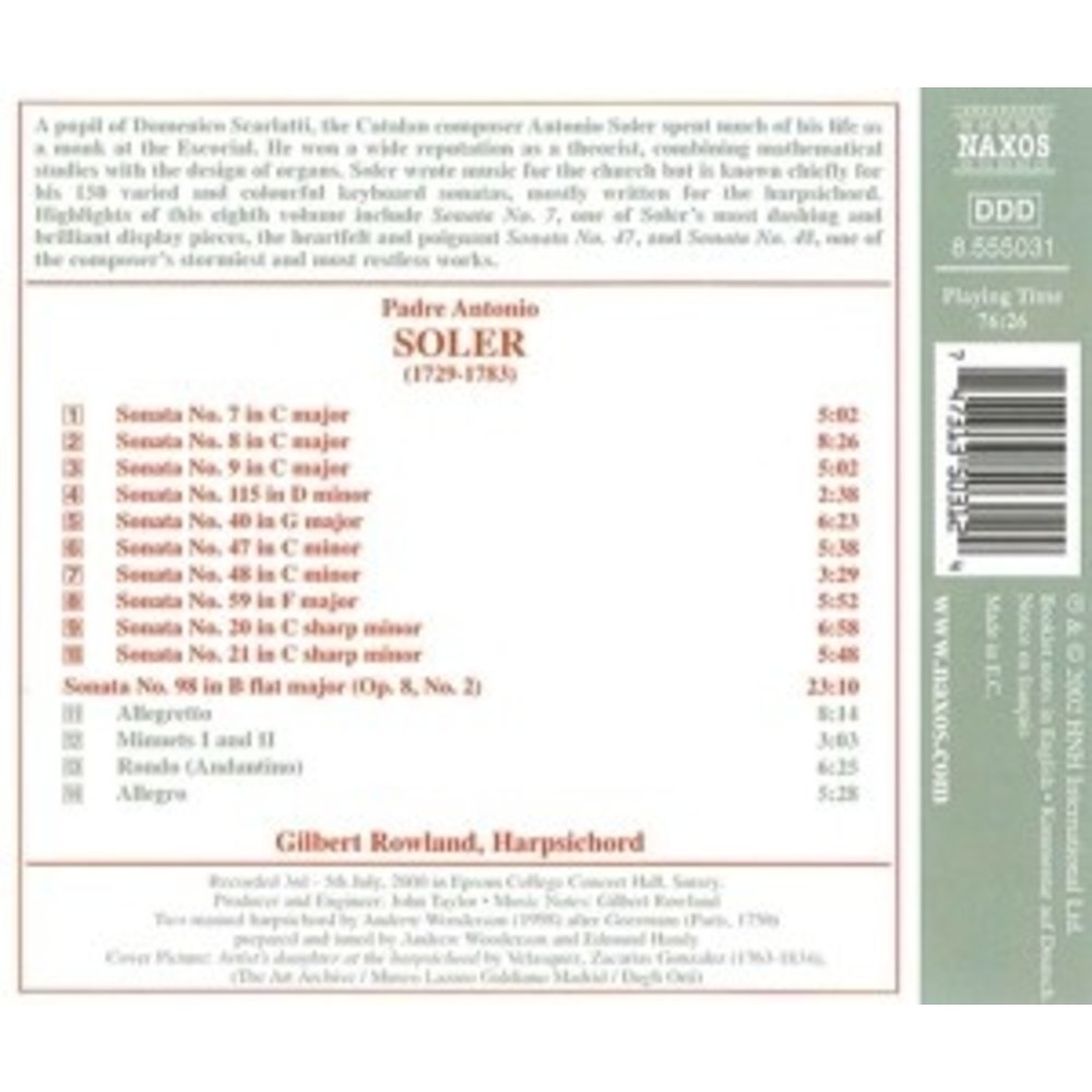 Naxos Soler:son.for Harpsichord V.8