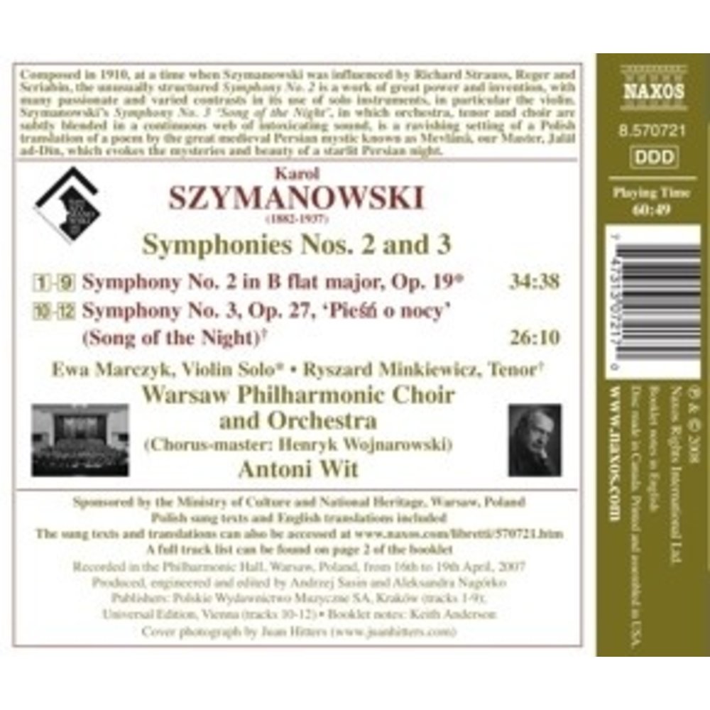 Naxos Szymanowski: Symphonies 2+3