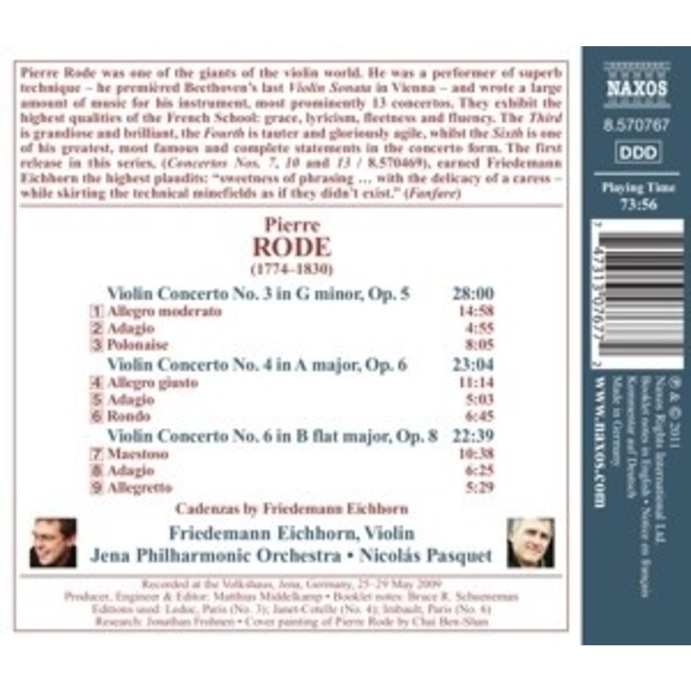 Naxos Rode: Violin Concertos 3,4,6