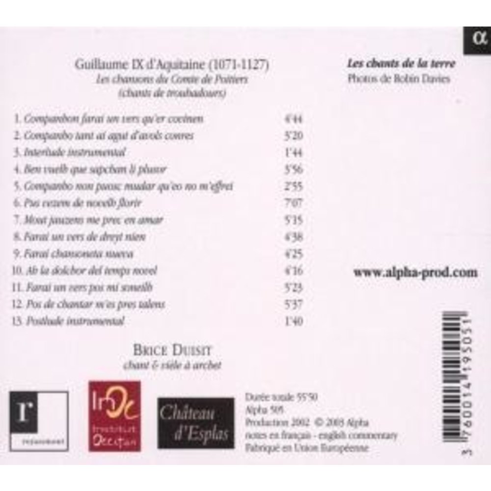 ALPHA Chansons Du Comte De Poitiers