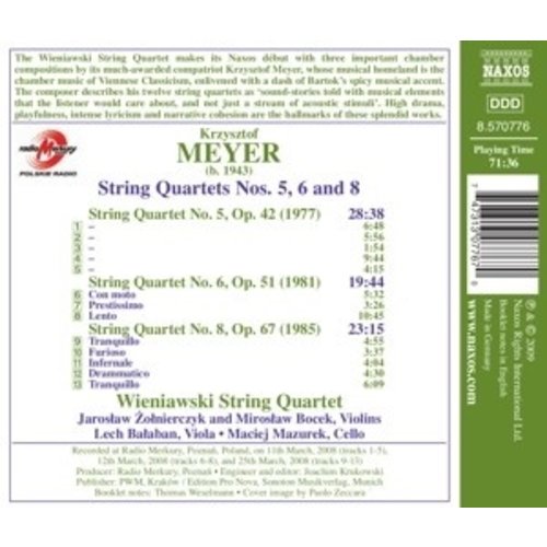 Naxos Meyer: String Quartets 5,6+8