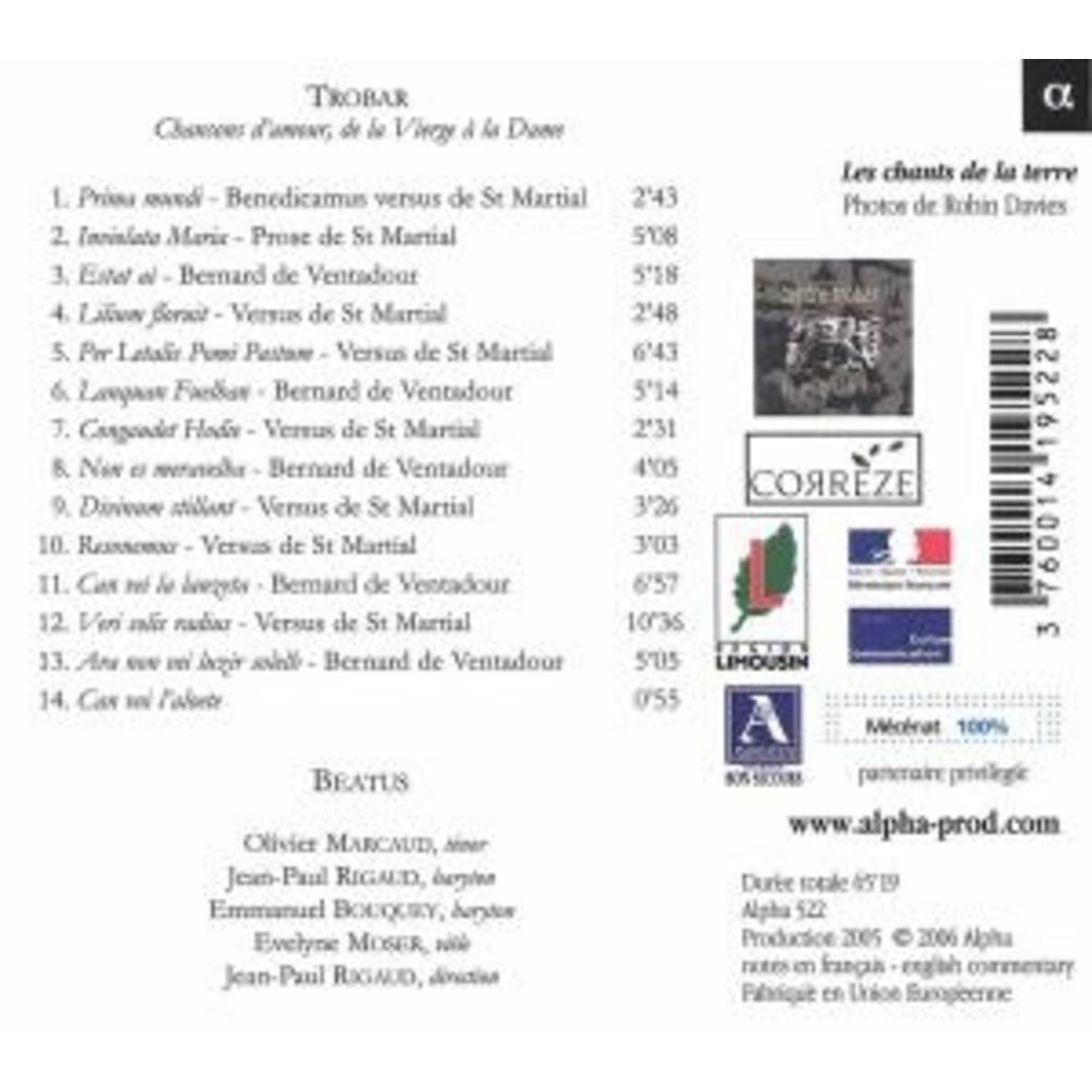 ALPHA Chansons D'amour De La Vierge A La Dame