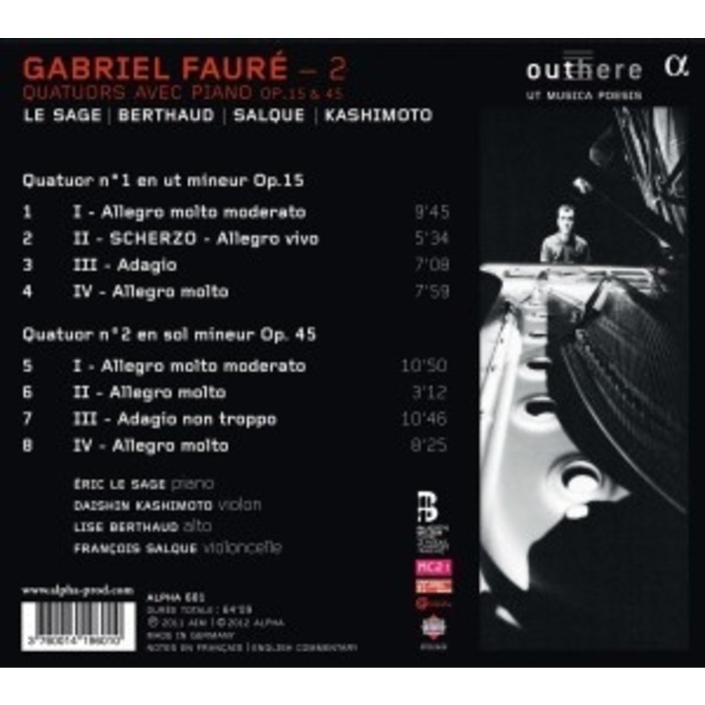 ALPHA Quatuors Avec Piano Op.15 & 45