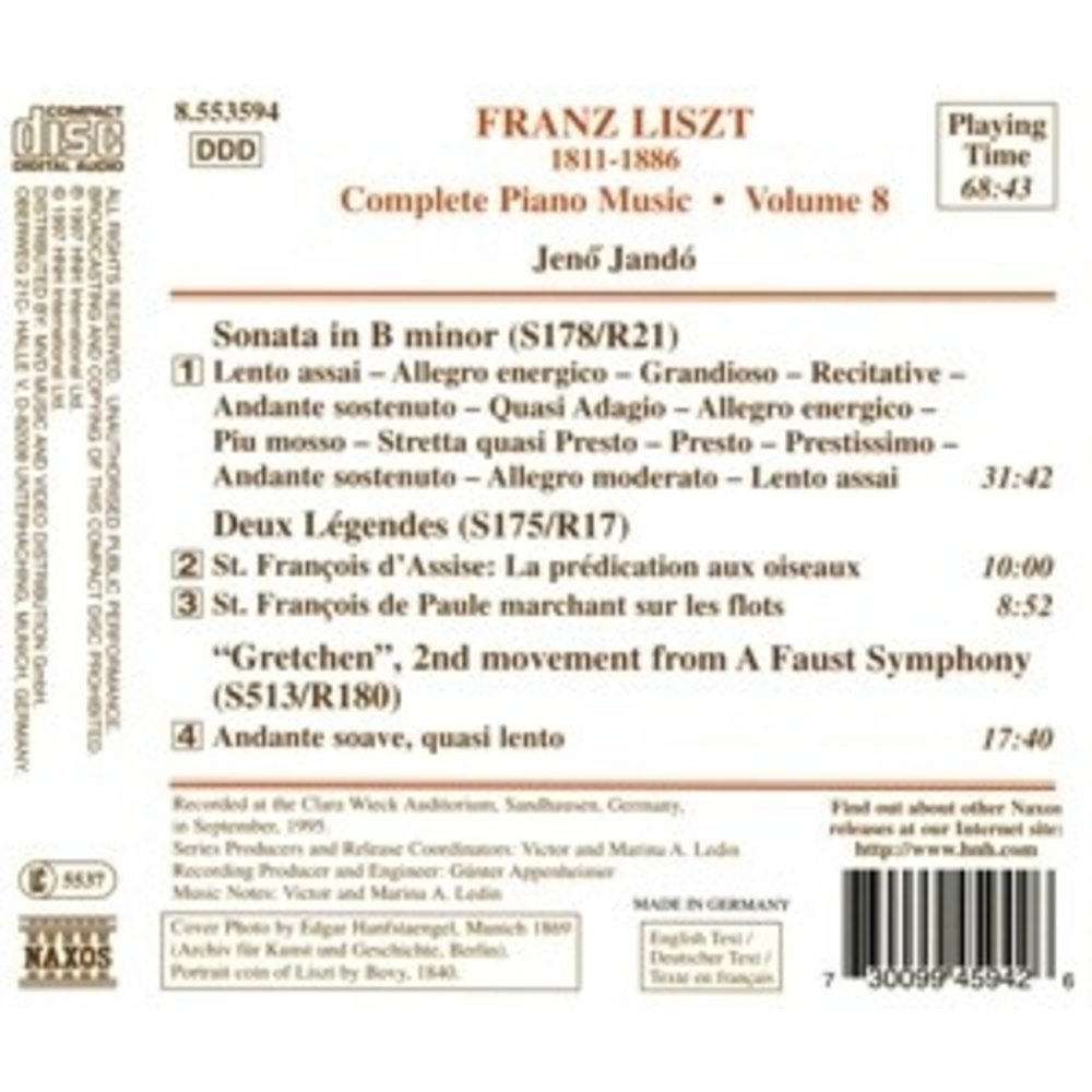 Naxos Liszt:compl. Piano Music Vol.8