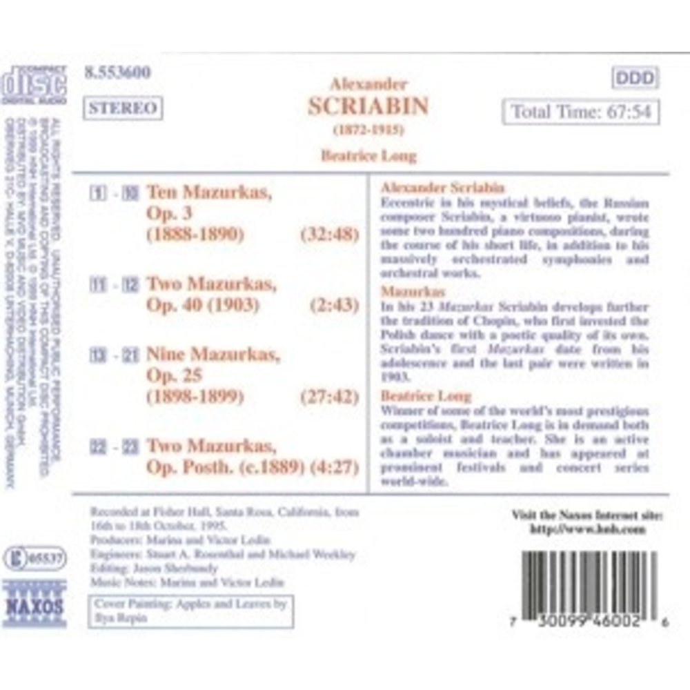 Naxos Scriabin: Mazurkas (Complete)