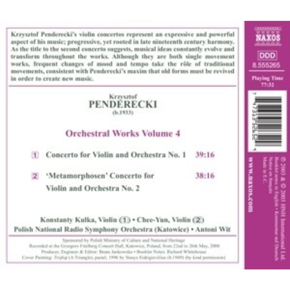 Naxos Penderecki: Orches.works Vol.4