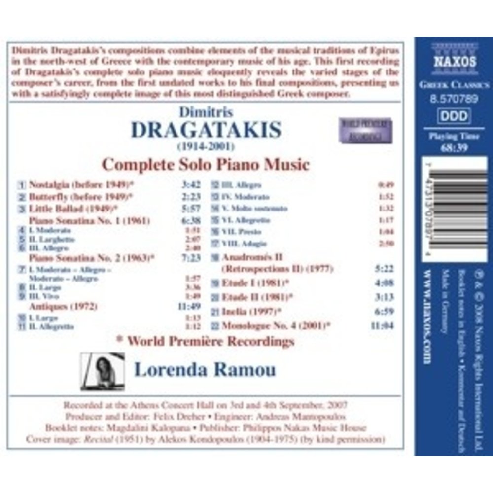 Naxos Dragatakis: Solo Piano Music