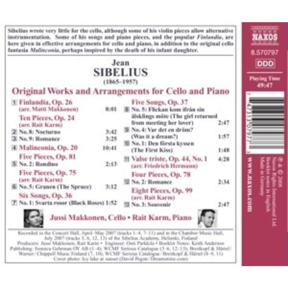 Naxos Sibelius: Music For Cello And Piano