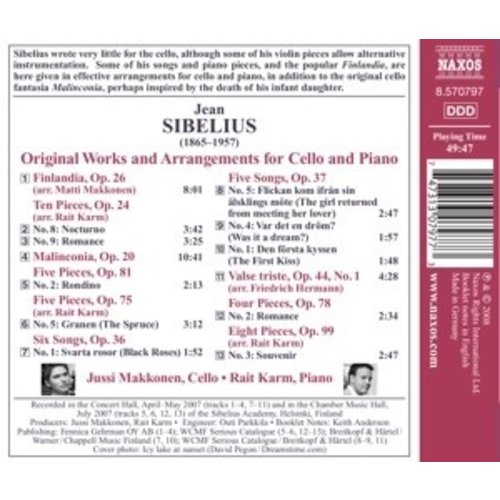 Naxos Sibelius: Music For Cello And Piano