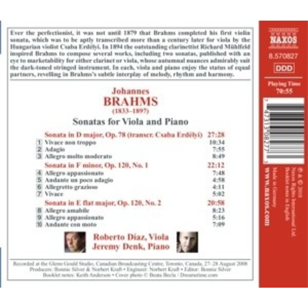 Naxos Brahms: Sonatas For Viola