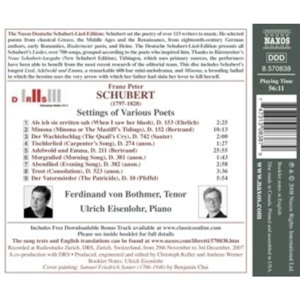 Naxos Schubert: Settings Of Various