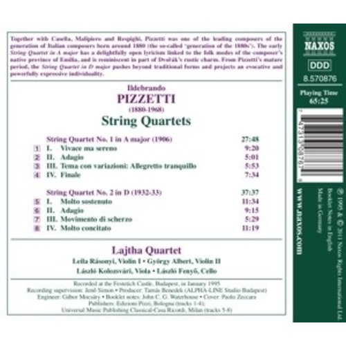 Naxos Pizzetti: String Quartets