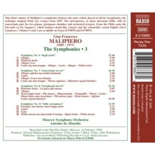 Naxos Malipiero: Symph. 5,6,8 & 11