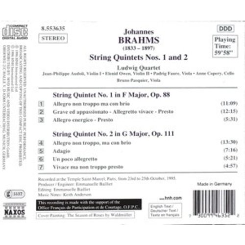 Naxos Brahms: String Quintets 1 & 2