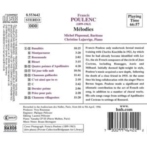 Naxos Poulenc: Melodies (Songs)