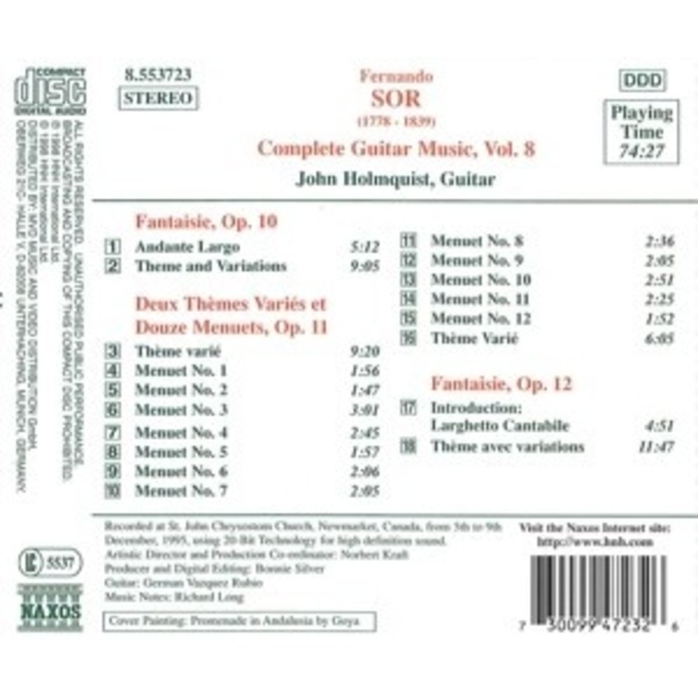 Naxos Sor: Guitar Music Opp.10-12