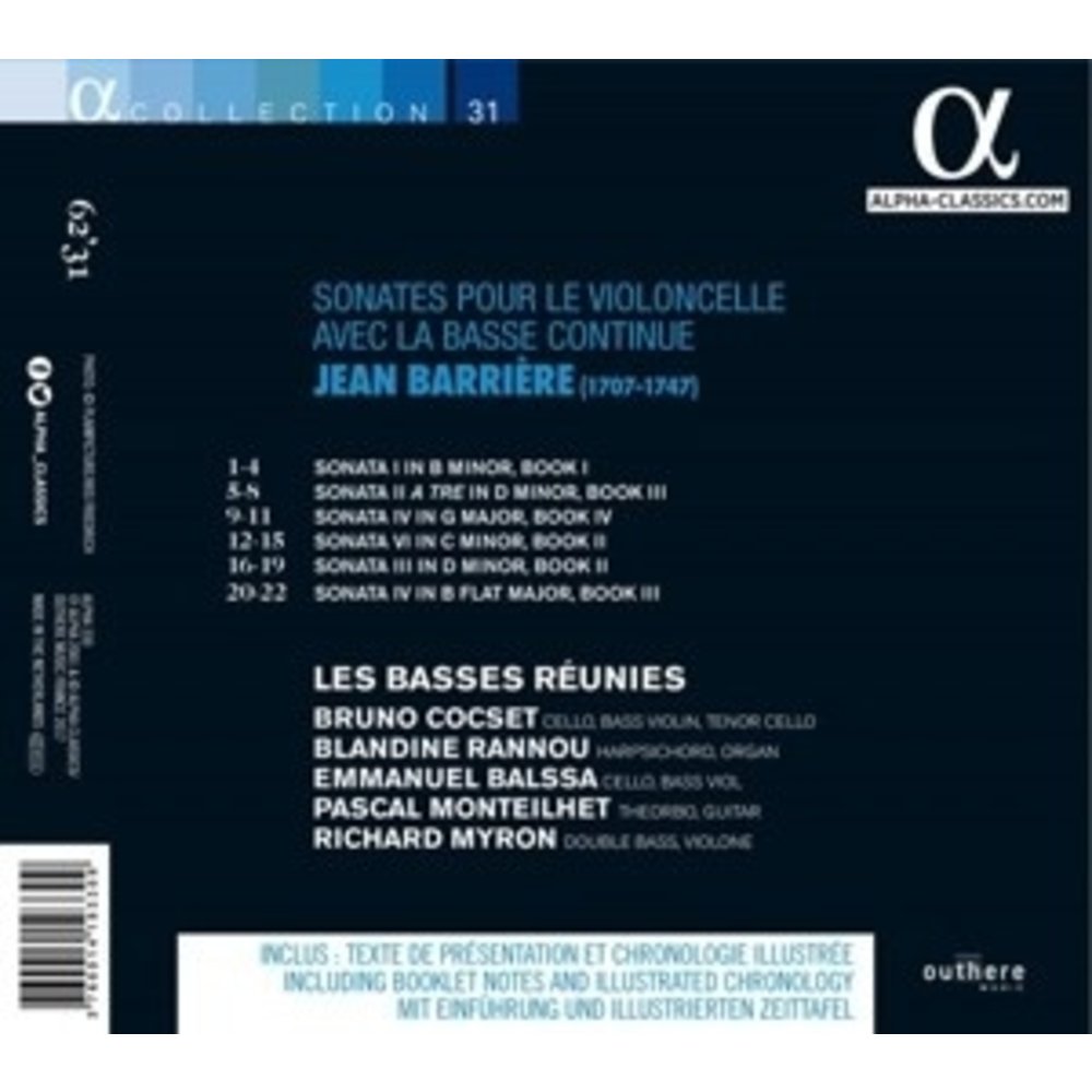 ALPHA Sonates Pour Le Violoncelle Avec La Basse Continue