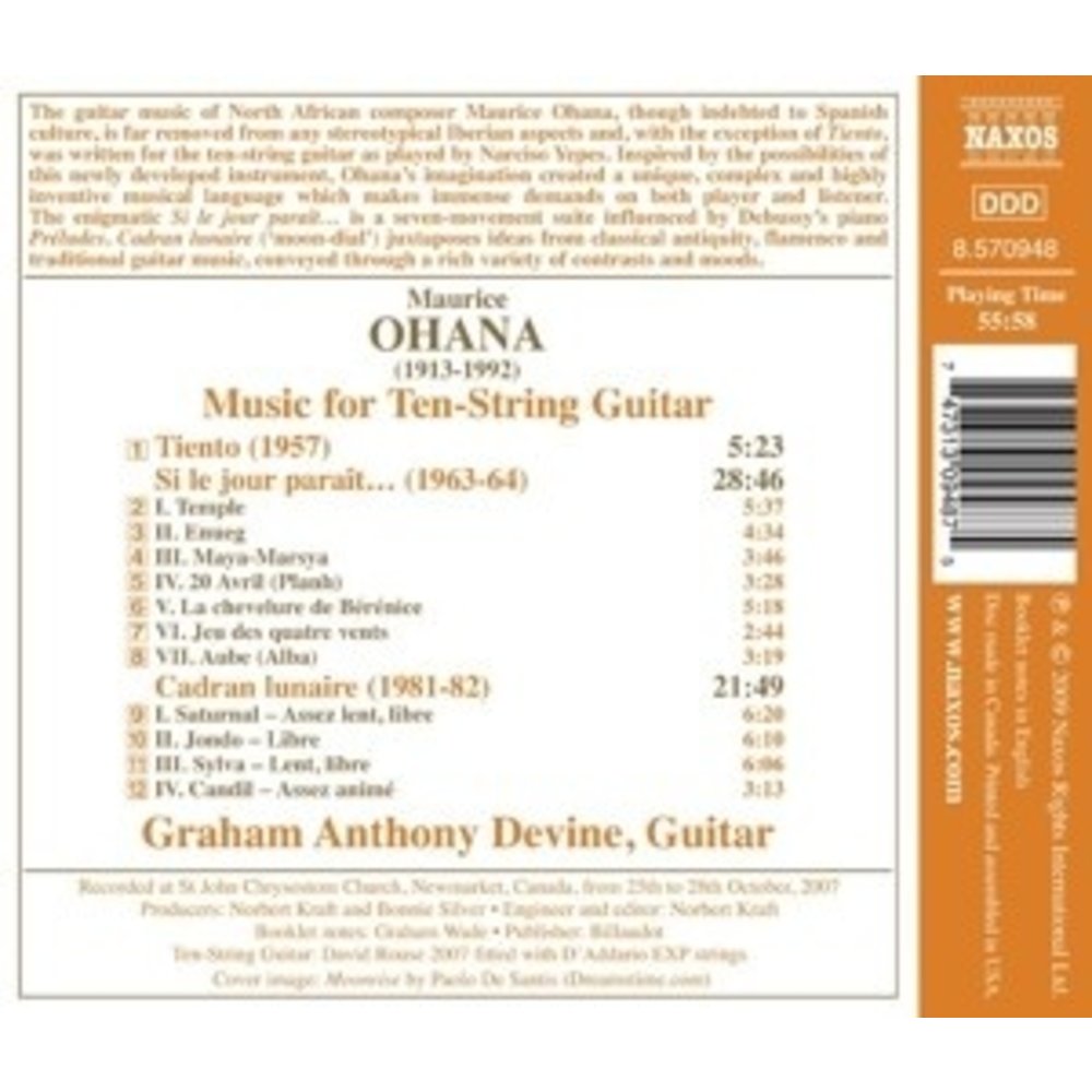Naxos Ohana: Music For Ten-String Guitar