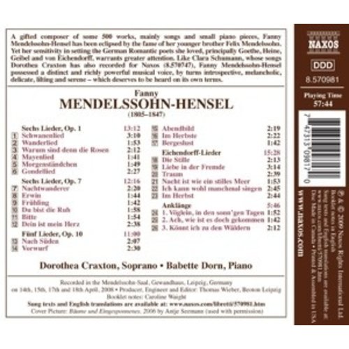 Naxos Mendelssohn-Hensel: Songs 1