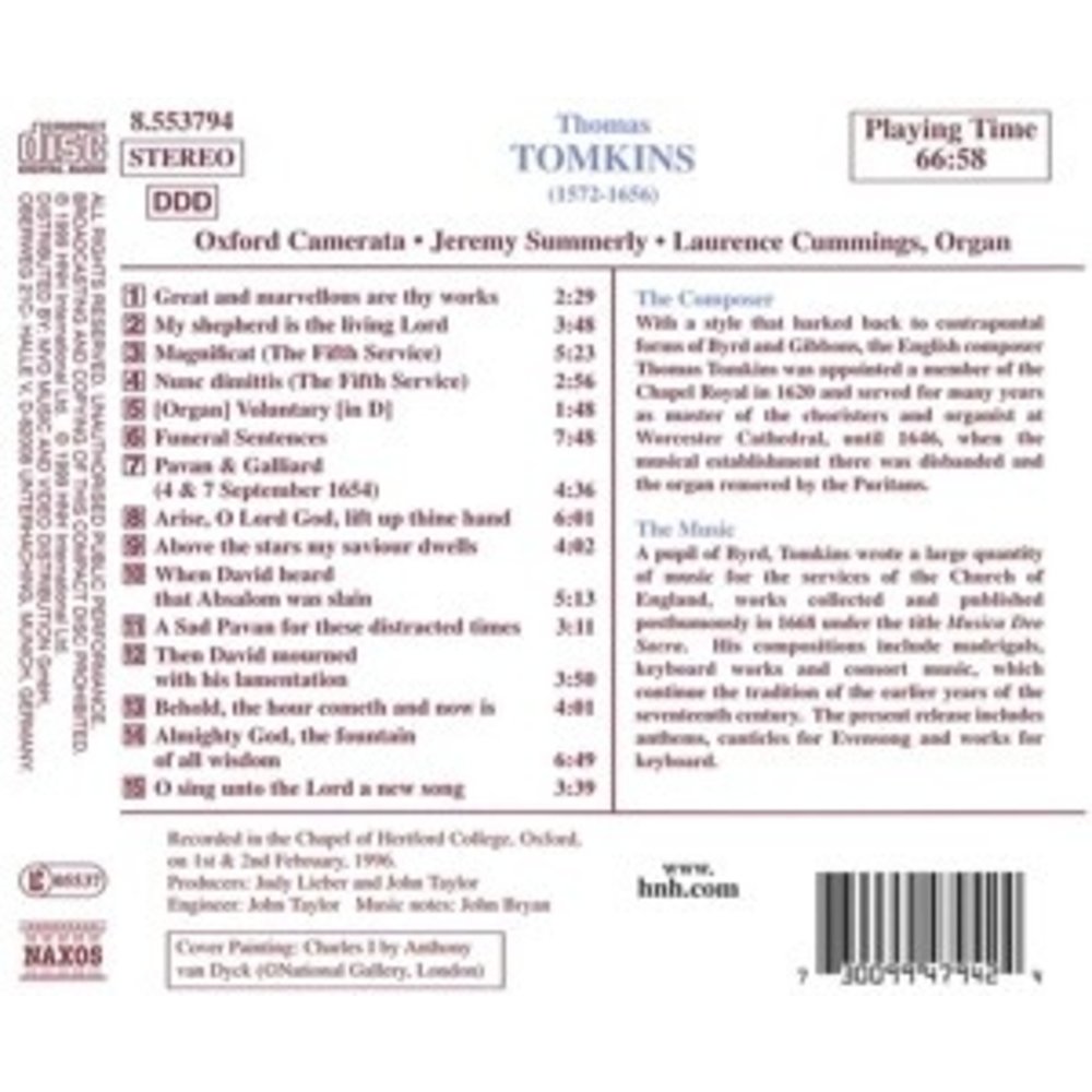 Naxos Tomkins: Choral & Organ Works