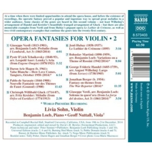 Naxos Opera Fantasies For Violin, Vol.2