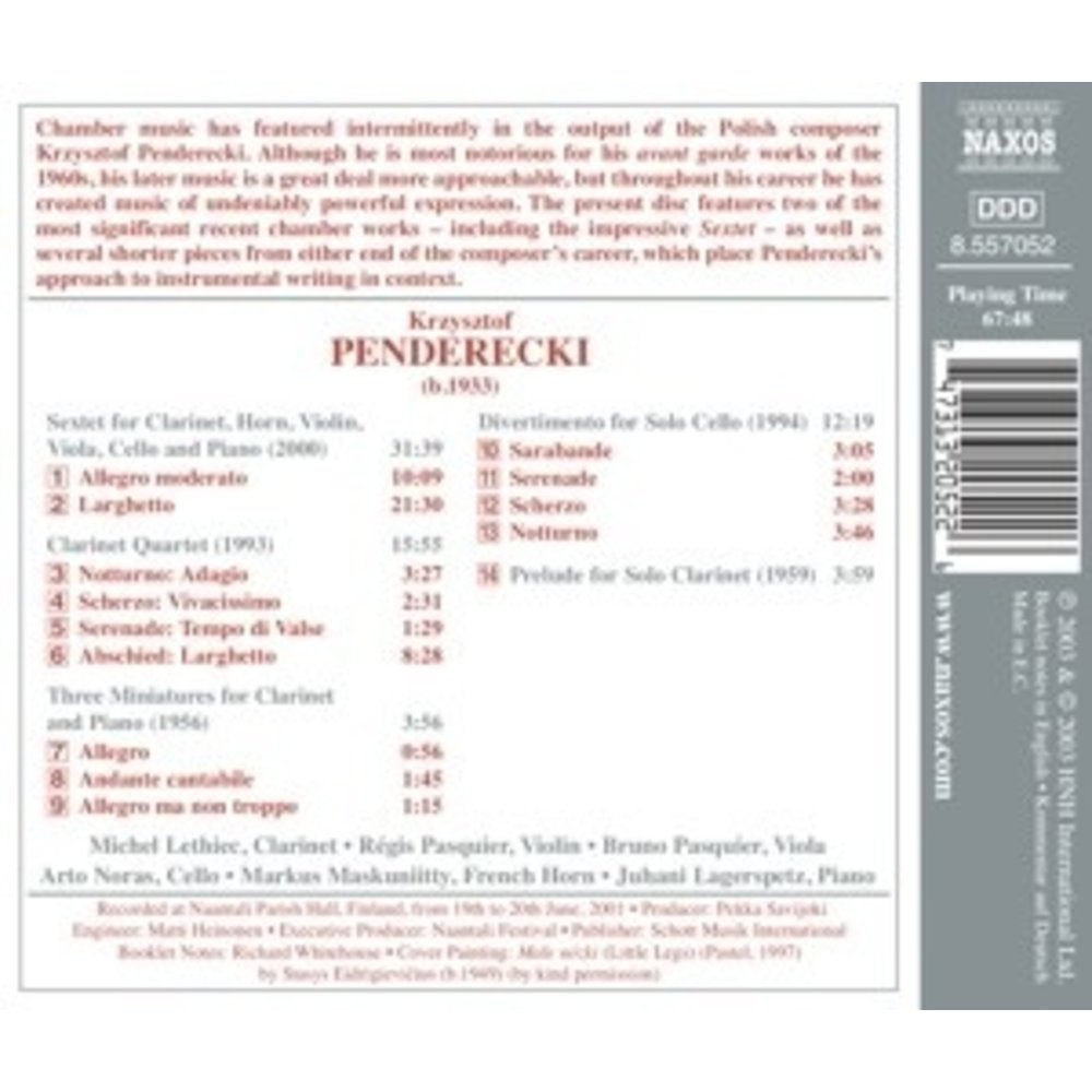 Naxos Penderecki:sextet.clarinet Qua
