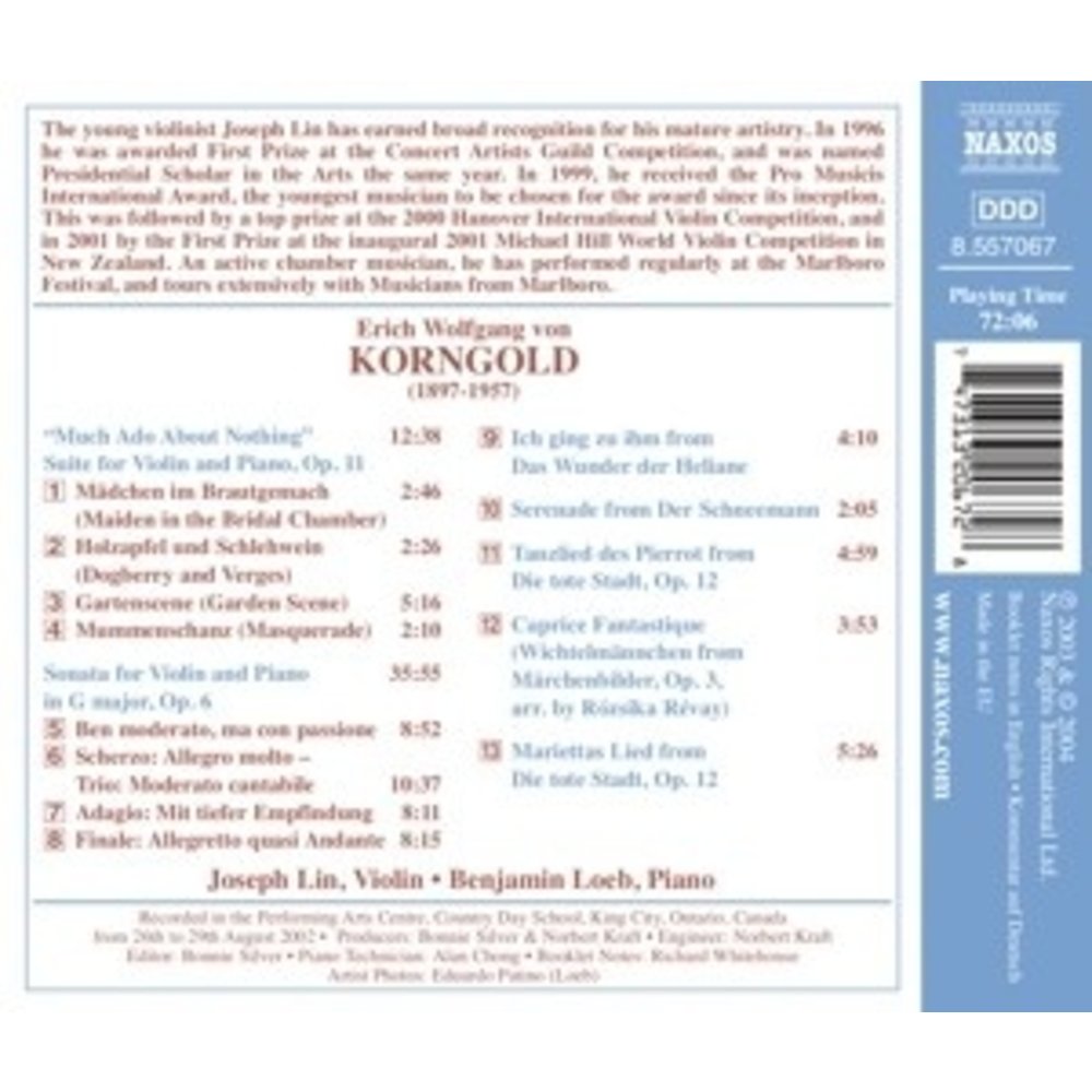 Naxos Korngold:music For Violin&Pian
