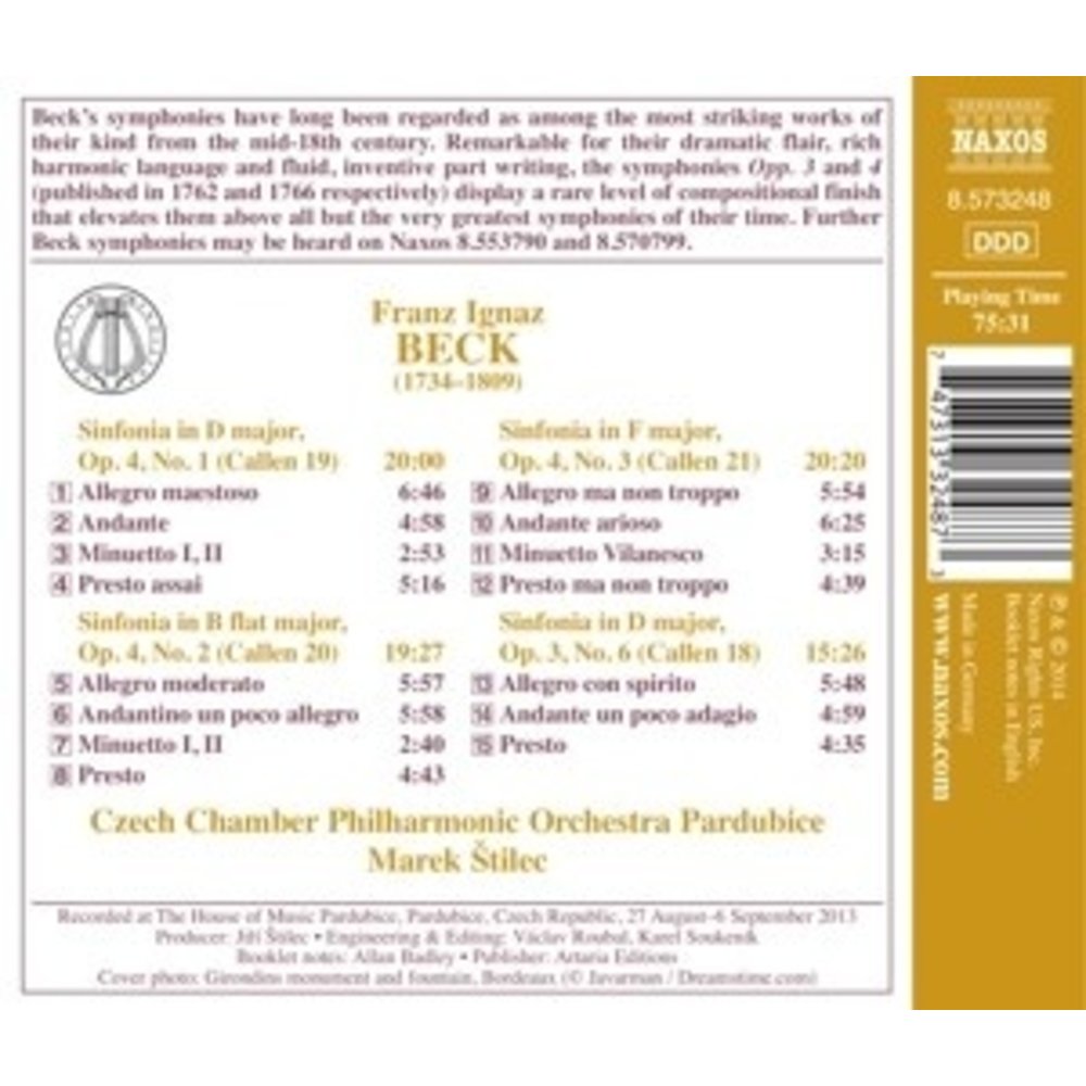 Naxos Symphonies, Op. 4, Nos. 1-3, Op. 3, No. 6