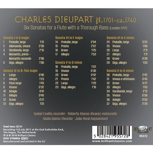 Brilliant Classics DIEUPART: Six Sonatas for a Flute with a Thorough Bass