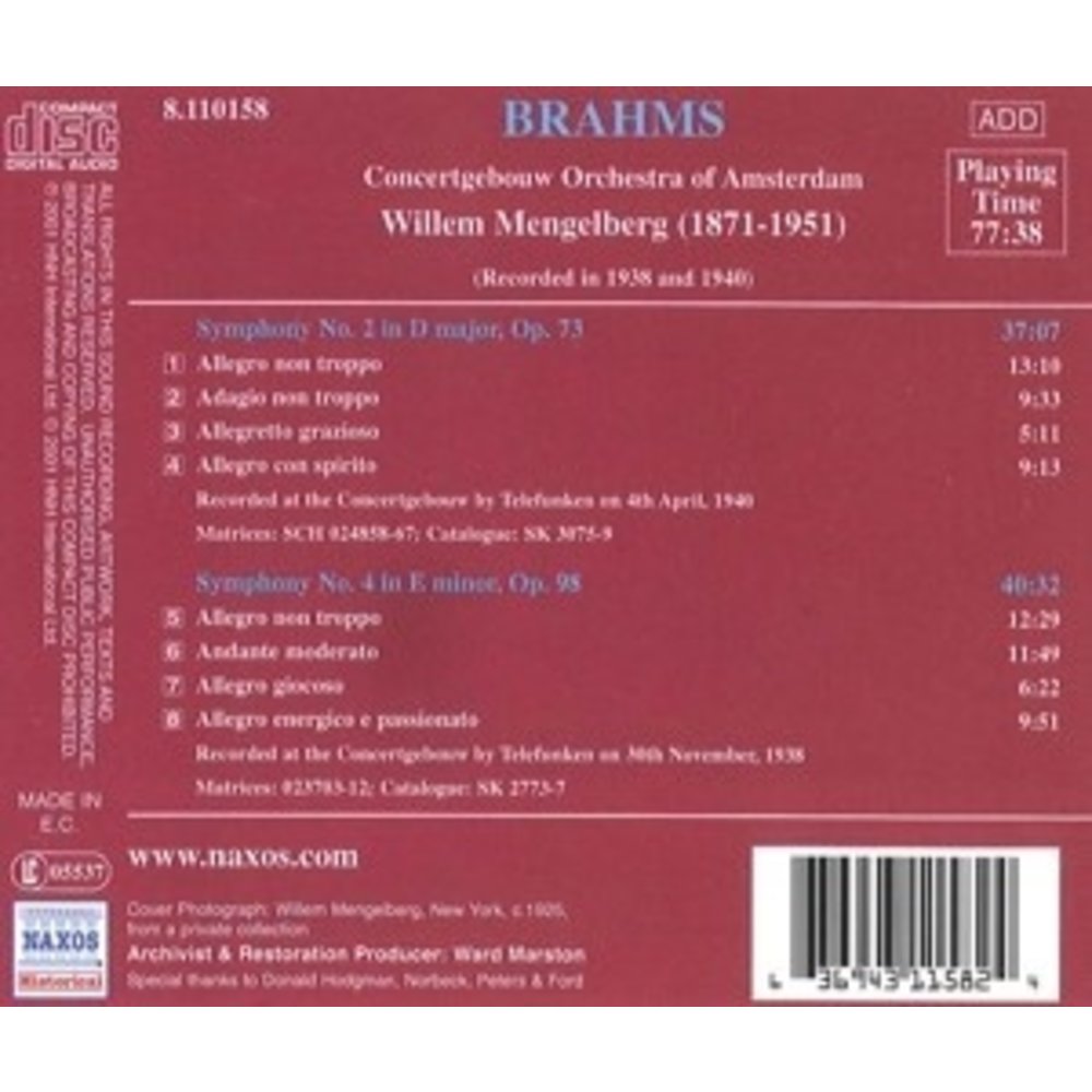 Brahms: Symphonies Nos.2 & 4