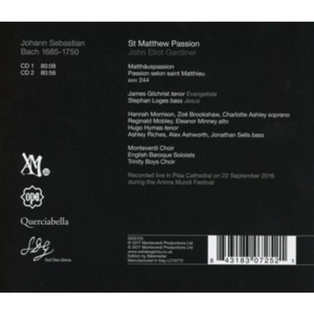 SOLI DEO GLORIA St Matthew Passion