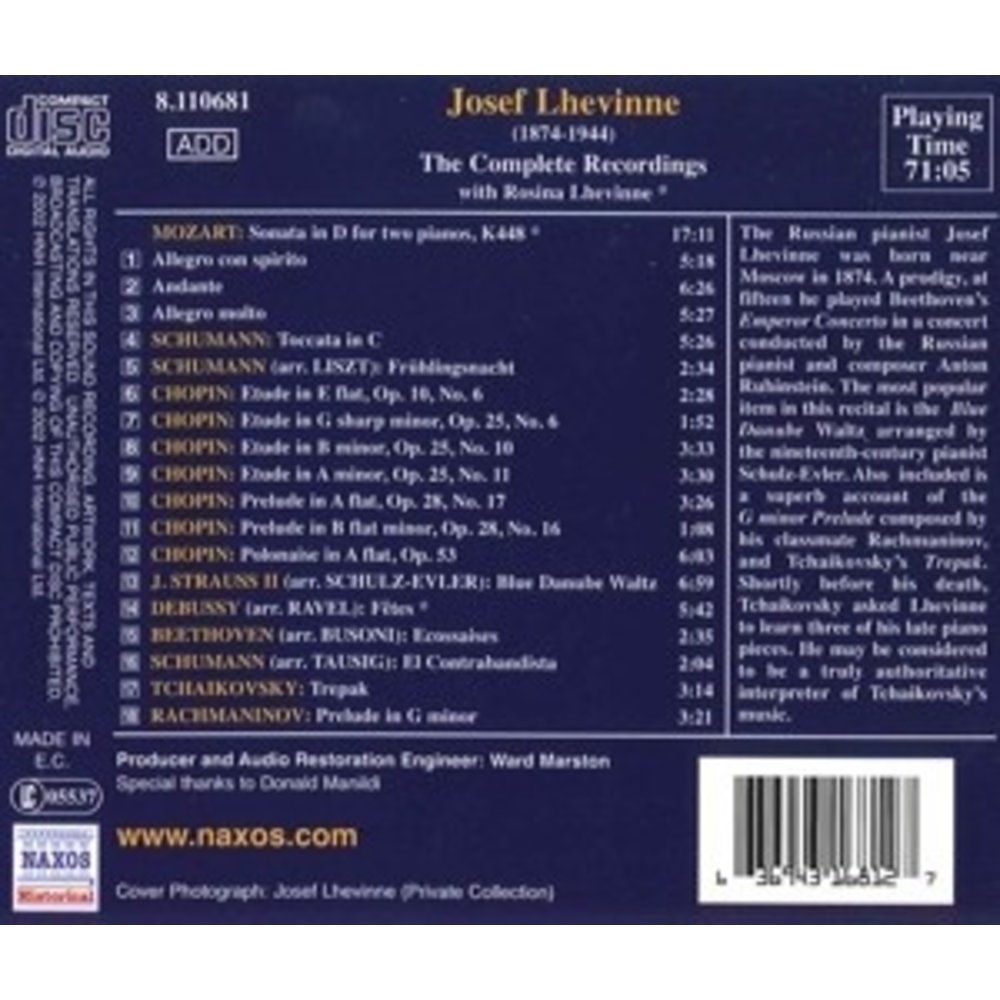 Lhevinne:the Complete Recordin